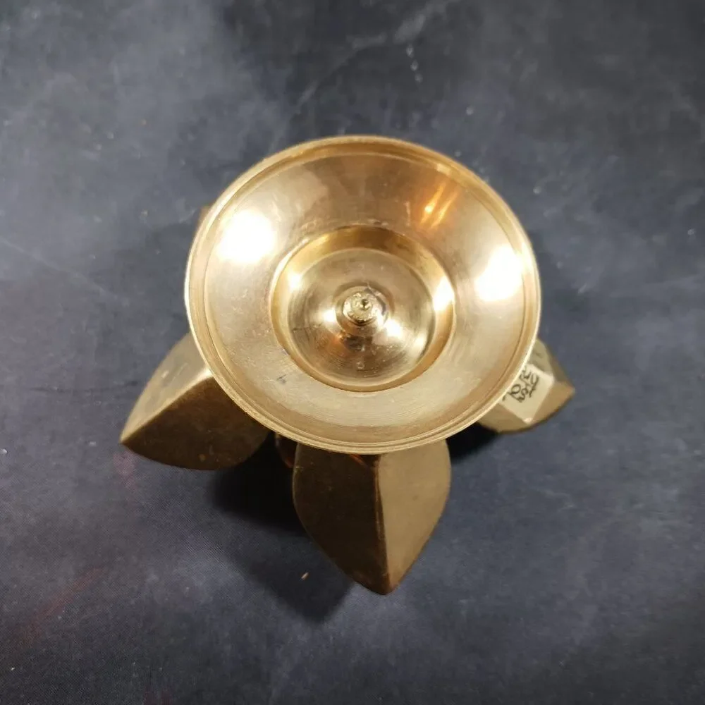 Vintage Enesco Solid Brass Small Candle Holder Flower Shape